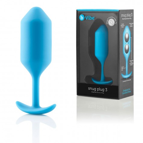 Голубая пробка для ношения B-vibe Snug Plug 3 - 12,7 см.